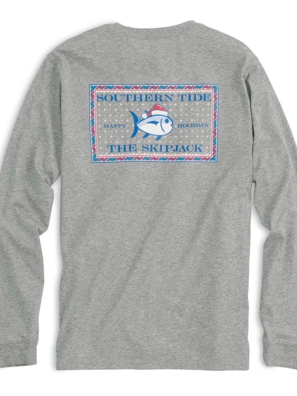 Southern Tide Men’s Gray Heather Fair Isle Holiday Skipjack Pocket T-Shirt